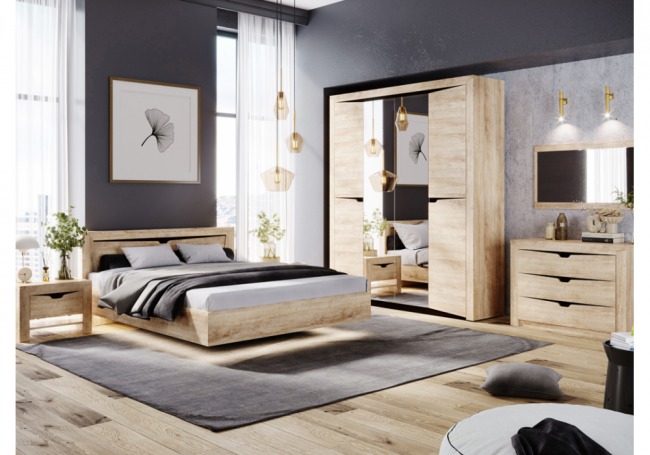 Кровать Магантия 160х200 с ПМ парящая дуб баррик