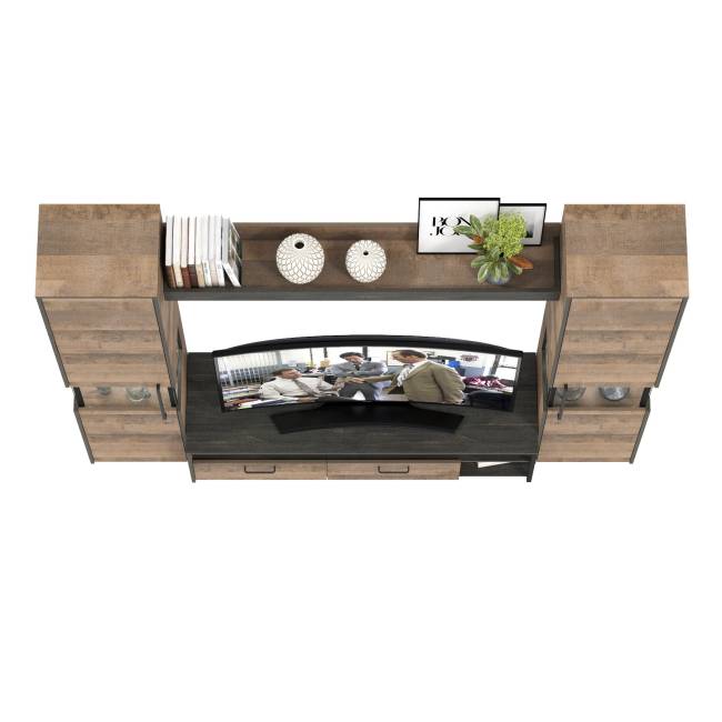 Индустриальная гостиная в стиле лофт с подсветкой Трувор № 17 цвет дуб гранж песочный/интра