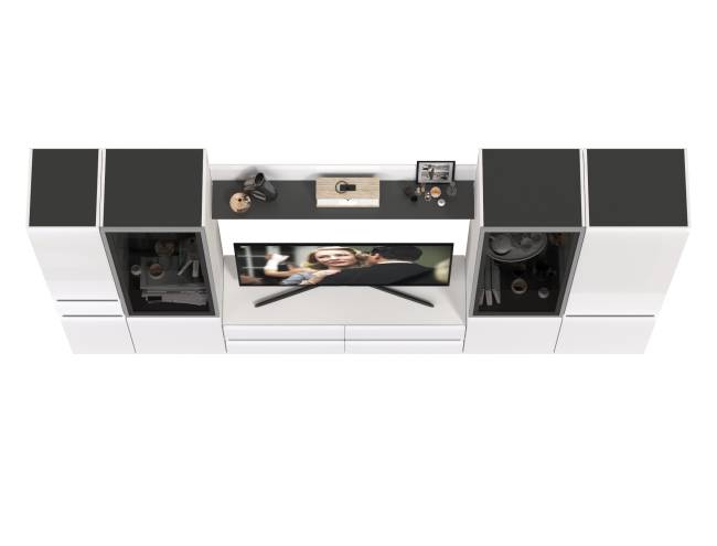 Гостиная Сидней № 58 цвет белый/чёрный/МДФ белый глянец Гостиная Сидней № 58 цвет белый/чёрный/МДФ белый глянец