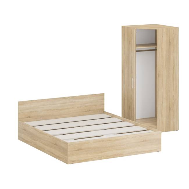 Кровать двуспальная 1800 с угловым шкафом Стандарт цвет дуб сонома