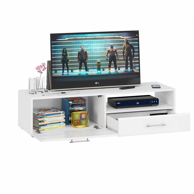 Тумба под ТВ Ларго 1,4 цвет белый/белый глянец Тумба под ТВ Ларго 1,4 цвет белый/белый глянец