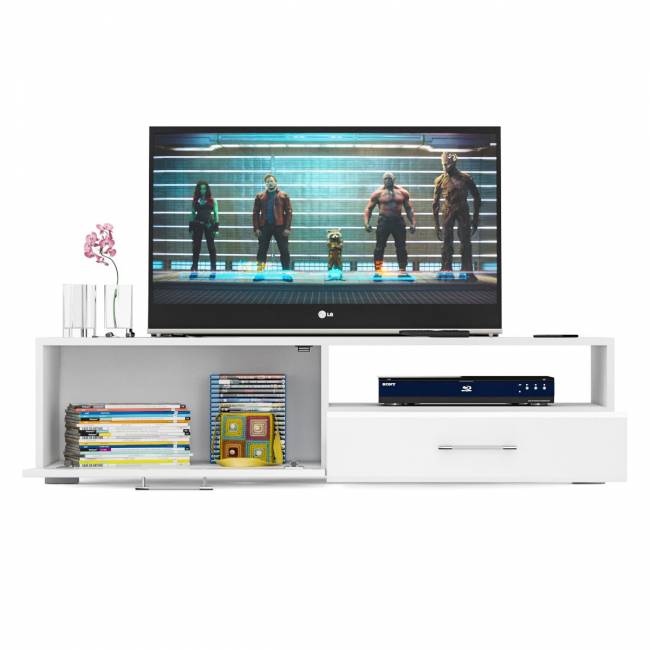 Тумба под ТВ Ларго 1,4 цвет белый/белый глянец Тумба под ТВ Ларго 1,4 цвет белый/белый глянец