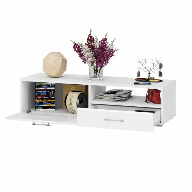 Тумба под ТВ Ларго 1,4 цвет белый/белый глянец Тумба под ТВ Ларго 1,4 цвет белый/белый глянец