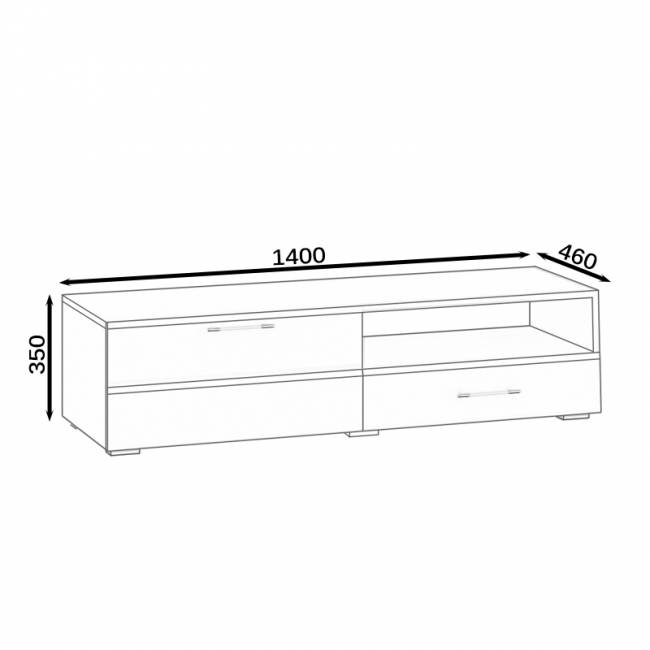 Тумба под ТВ Ларго 1,4 цвет белый/белый глянец Тумба под ТВ Ларго 1,4 цвет белый/белый глянец