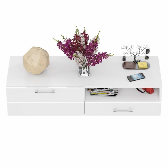 Тумба под ТВ Ларго 1,4 цвет белый/белый глянец Тумба под ТВ Ларго 1,4 цвет белый/белый глянец