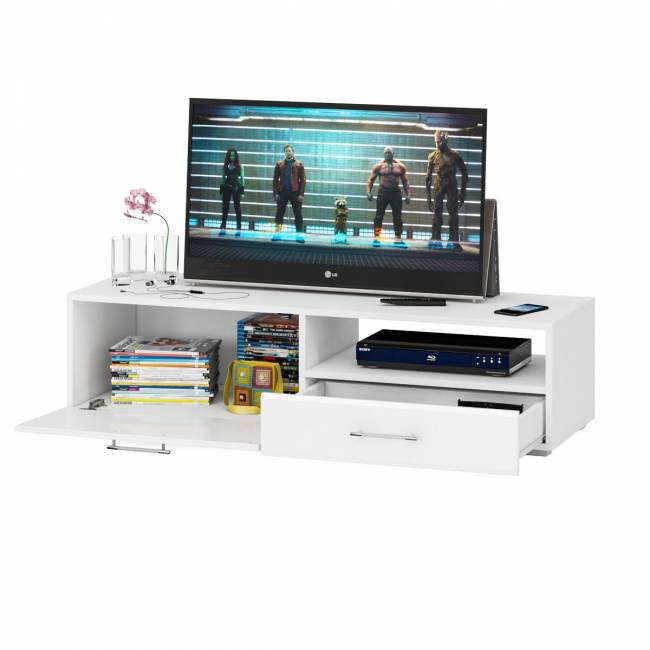 Тумба под ТВ Ларго 1,4 цвет белый/белый глянец Тумба под ТВ Ларго 1,4 цвет белый/белый глянец