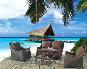 Столик кофейный "Авила", из искусственного ротанга, черный