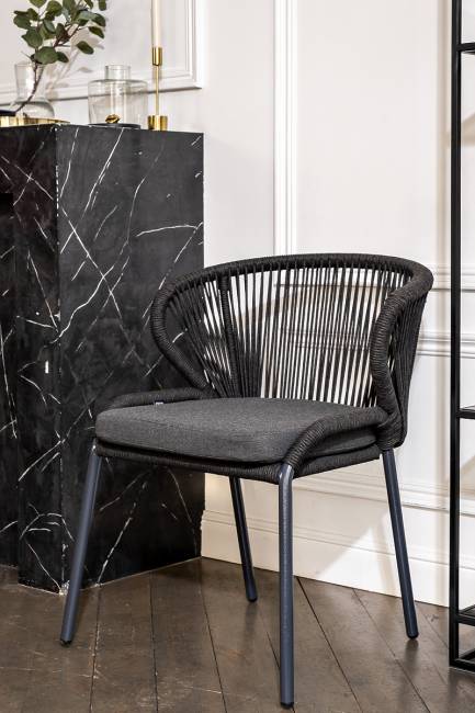 "Венето" обеденная группа на 4 персоны со стульями "Милан", каркас темно-серый, роуп темно-серый "Венето" обеденная группа на 4 персоны со стульями "Милан", каркас темно-серый, роуп темно-серый