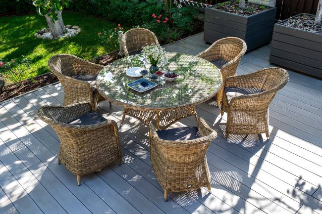 "Эспрессо" плетеный круглый стол, диаметр 150 см, цвет соломенный "Эспрессо" плетеный круглый стол, диаметр 150 см, цвет соломенный