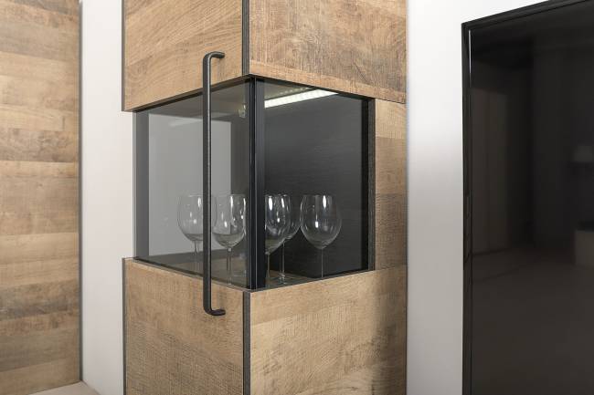 Мебель для гостиной в стиле лофт с подсветкой Трувор № 26 цвет дуб гранж песочный/интра