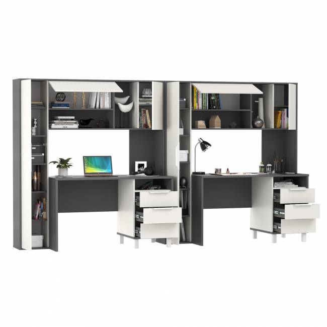 Рабочее место для двоих Комфорт 12.95N цвет тёмно-серый/белый премиум Рабочее место для двоих Комфорт 12.95N цвет тёмно-серый/белый премиум