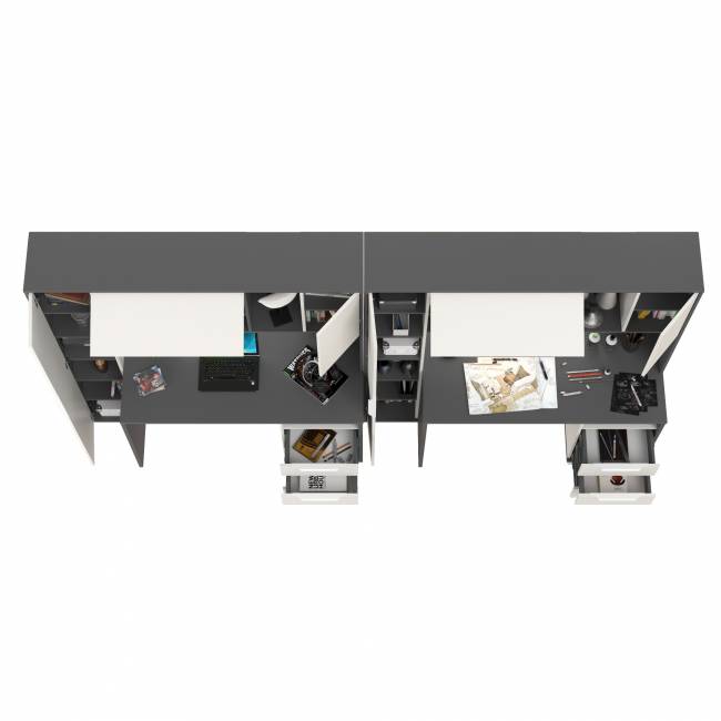 Рабочее место для двоих Комфорт 12.95N цвет тёмно-серый/белый премиум Рабочее место для двоих Комфорт 12.95N цвет тёмно-серый/белый премиум