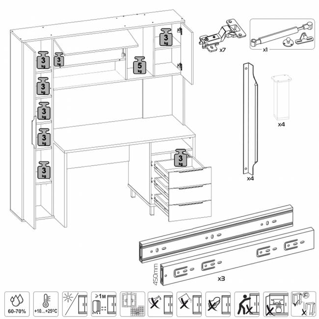 Рабочее место для двоих Комфорт 12.95N цвет тёмно-серый/белый премиум Рабочее место для двоих Комфорт 12.95N цвет тёмно-серый/белый премиум