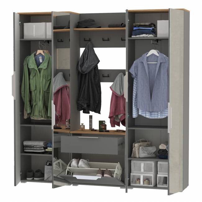 Большая прихожая Октава № 27 цвет серый графит/дуб крафт золотой Большая прихожая Октава № 27 цвет серый графит/дуб крафт золотой