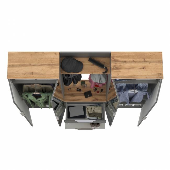 Большая прихожая Октава № 27 цвет серый графит/дуб крафт золотой Большая прихожая Октава № 27 цвет серый графит/дуб крафт золотой