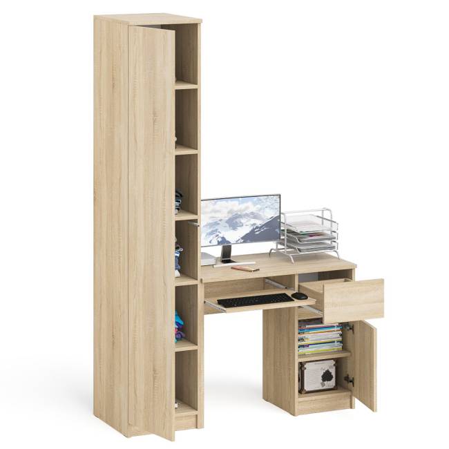Компьютерный стол МС-1 правый с пеналом на 400 Мори цвет дуб сонома Компьютерный стол МС-1 правый с пеналом на 400 Мори цвет дуб сонома