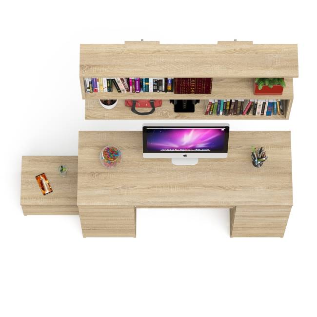 Двухтумбовый стол компьютерный Мори МС-2 с тумбочкой с ящиком и полкой на 1200 цвет дуб сонома Двухтумбовый стол компьютерный Мори МС-2 с тумбочкой с ящиком и полкой на 1200 цвет дуб сонома