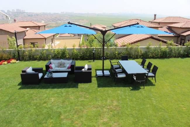 Зонт профессиональный двухкупольный 6х4 м Double Banana T бежевый 6000х4000 мм