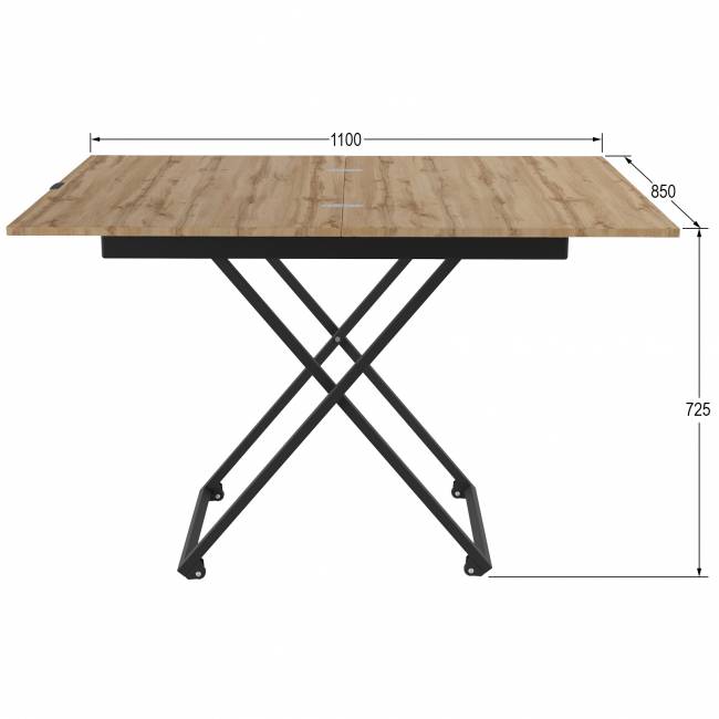 Стол универсальный трансформируемый АНДРЭ Loft ЛДСП дуб вотан/чёрный Стол универсальный трансформируемый АНДРЭ Loft ЛДСП дуб вотан/чёрный