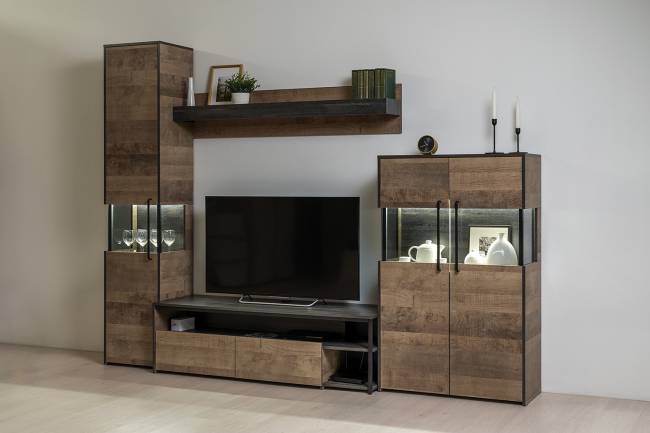 Комод с витриной Трувор 13.306 цвет дуб гранж песочный/интра Комод с витриной Трувор 13.306 цвет дуб гранж песочный/интра