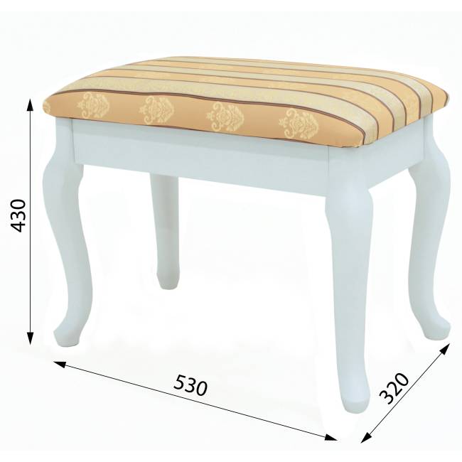 Банкетка Ретро с ящиком белый, ткань полоса бежевый Банкетка Ретро с ящиком белый, ткань полоса бежевый