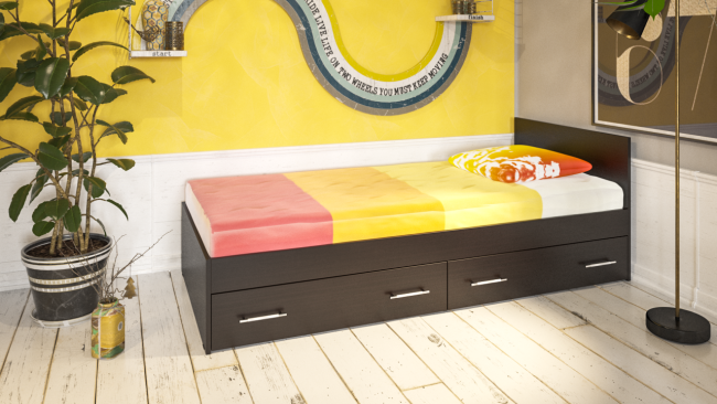 Кровать с ящиками Стандарт 0900 цвет венге Кровать с ящиками Стандарт 0900 цвет венге