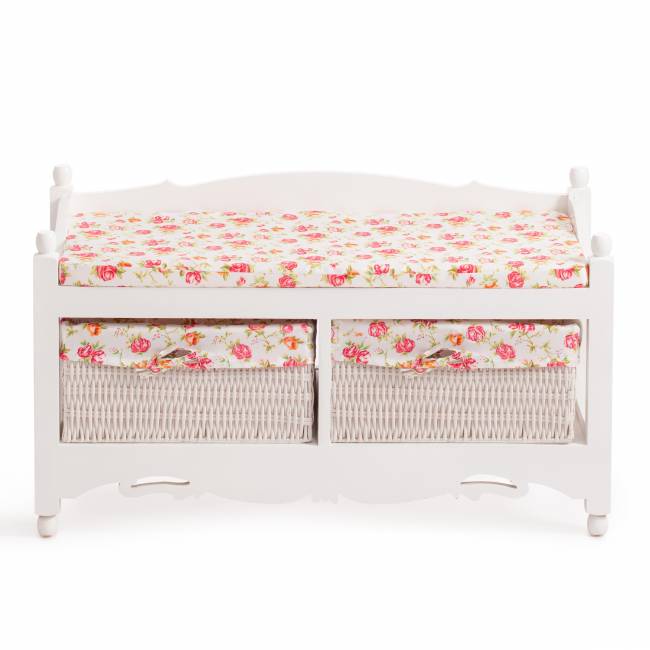 Обувница с 2-я корзинами Secret De Maison RIMI ( mod.TT-BH003 ) МДФ+Павловния, 80*33*47, Белый (White) Белый (White) МДФ+Павловния