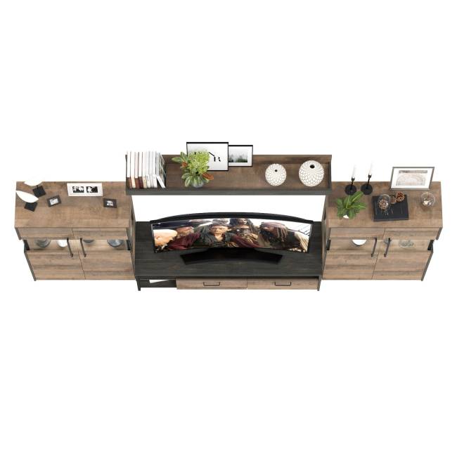 Мебель лофт с подсветкой для гостиной Трувор № 67 цвет дуб гранж песочный/интра