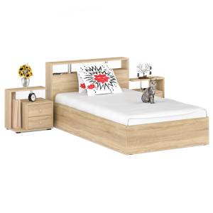 Кровать 1200 Камелия + две тумбы цвет дуб сонома