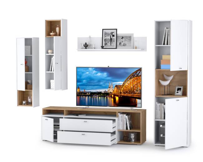 Стенка для гостиной Бэль № 04, цвет дуб крафт золотой/белый премиум Стенка для гостиной Бэль № 04, цвет дуб крафт золотой/белый премиум