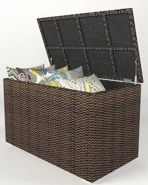 Сундук для подушек "Малага" большой, из искусственного ротанга, коричневый, черный