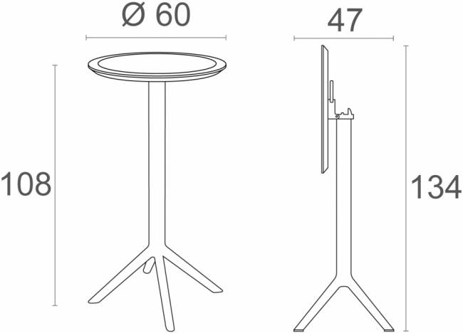 Стол пластиковый барный складной Sky Folding Bar Table 60 черный Ø600х1080 мм