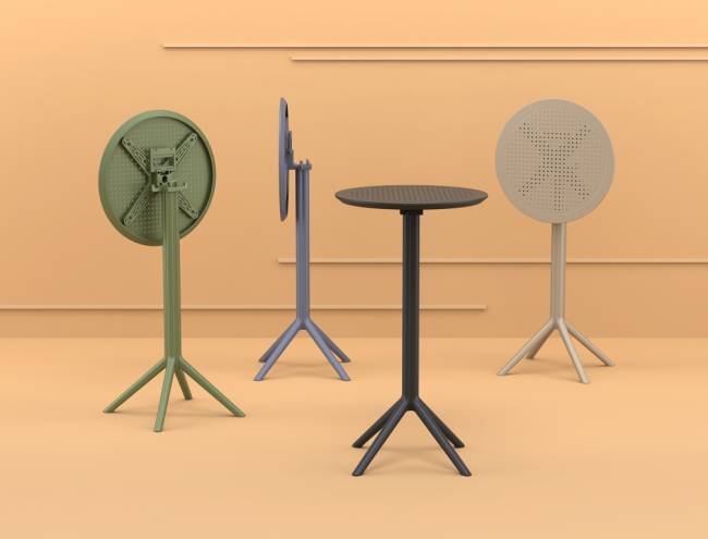 Стол пластиковый барный складной Sky Folding Bar Table 60 черный Ø600х1080 мм