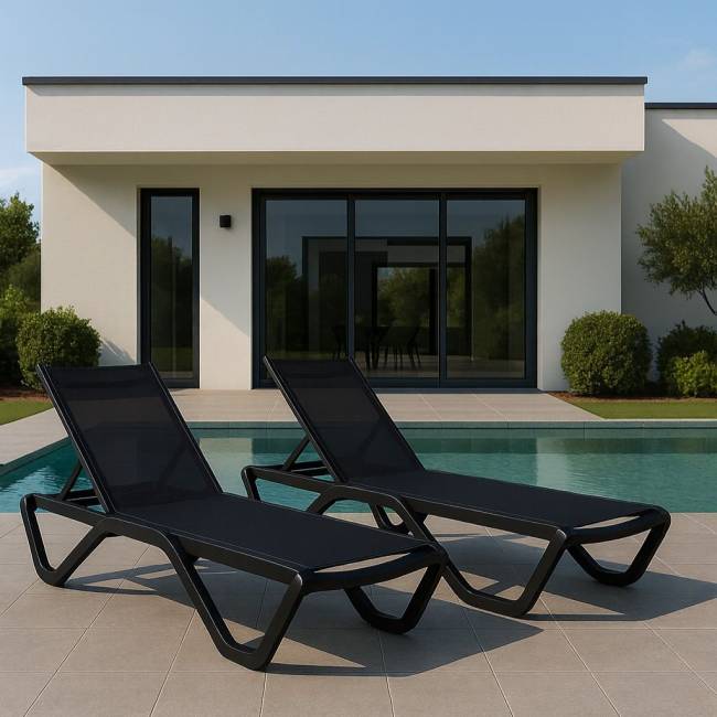 Комплект шезлонгов ENZO в черном цвете