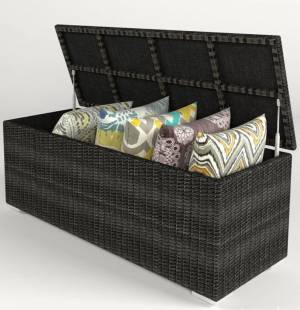 Сундук для подушек "Севилья" малый, из искусственного ротанга, серый, темно-серый