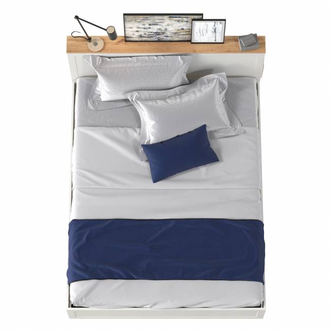 Кровать двуспальная 1600 Остин 11.53 цвет белый шагрень/дуб крафт золотой