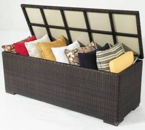 Сундук для подушек "Ланта" малый, из искусственного ротанга, коричневый, черный