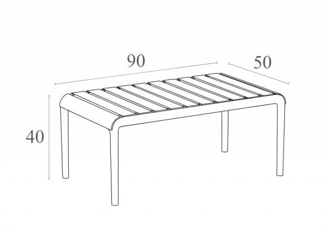 Столик пластиковый журнальный Paris Lounge Table темно-серый 900х500х400 мм Столик пластиковый журнальный Paris Lounge Table темно-серый 900х500х400 мм