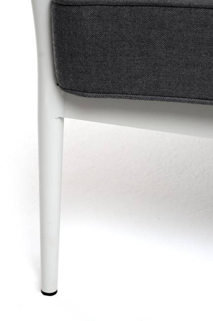 "Касабланка" диван 3-местный плетеный из роупа, каркас алюминий светло-серый (RAL7035) муар, роуп серо-коричневый 23мм, ткань серая 017