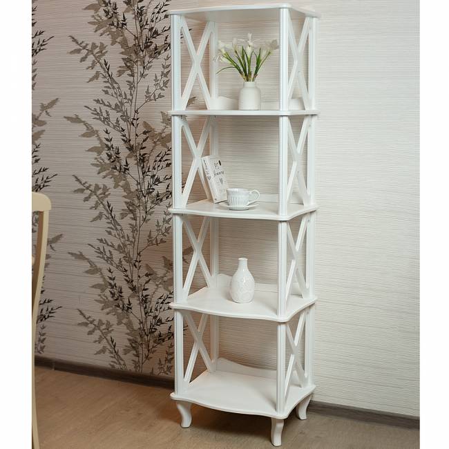 Этажерка-стеллаж Джульетта 4 уровня, молочный дуб Л Этажерка-стеллаж Джульетта 4 уровня, молочный дуб Л