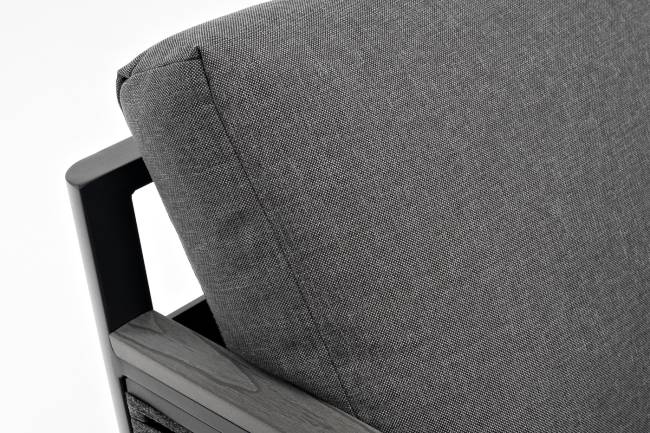 "Сан Ремо" диван 2-местный плетеный из роупа, каркас алюминий темно-серый, роуп серый, ткань серая