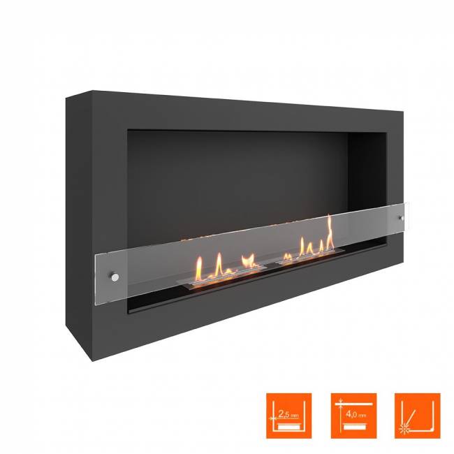 Биокамин SteelHeat WALL ONE 1100 LITE черный (Стекло)