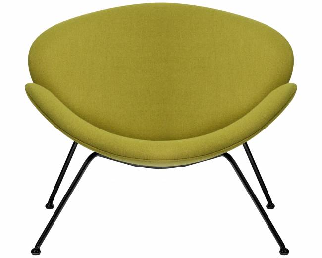 Кресло дизайнерское DOBRIN EMILY, светло-зеленая ткань AF3, черное основание