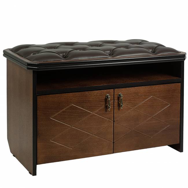 Банкетка Патриция 2 орех, к/з Ева 1, каретная стяжка Л Банкетка Патриция 2 орех, к/з Ева 1, каретная стяжка Л