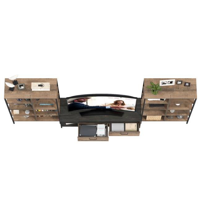 Два стеллажа 13.151.02 в гостиную Трувор и ТВ-тумба цвет дуб гранж песочный/интра Два стеллажа 13.151.02 в гостиную Трувор и ТВ-тумба цвет дуб гранж песочный/интра