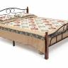 Кровать AT-808 дерево гевея/металл, 160*200 см (Queen bed), красный дуб/черный дуб темный