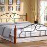 Кровать AT-808 дерево гевея/металл, 160*200 см (Queen bed), красный дуб/черный дуб темный