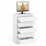Узкий комод пять ящиков Мори МК700.5 цвет белый