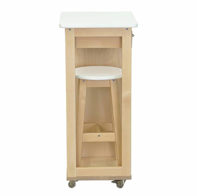 Тумба с табуретом белый/лак