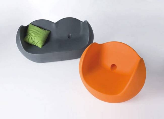 Диван пластиковый Blossy Standard слоновый серый 1590x850х750 мм